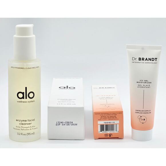ALO GLOW Enzyme Facial Cleanser 3.2 oz & Dr. Brandt Icy Gel Moisturizer 1.7 oz - Picture 5 of 5